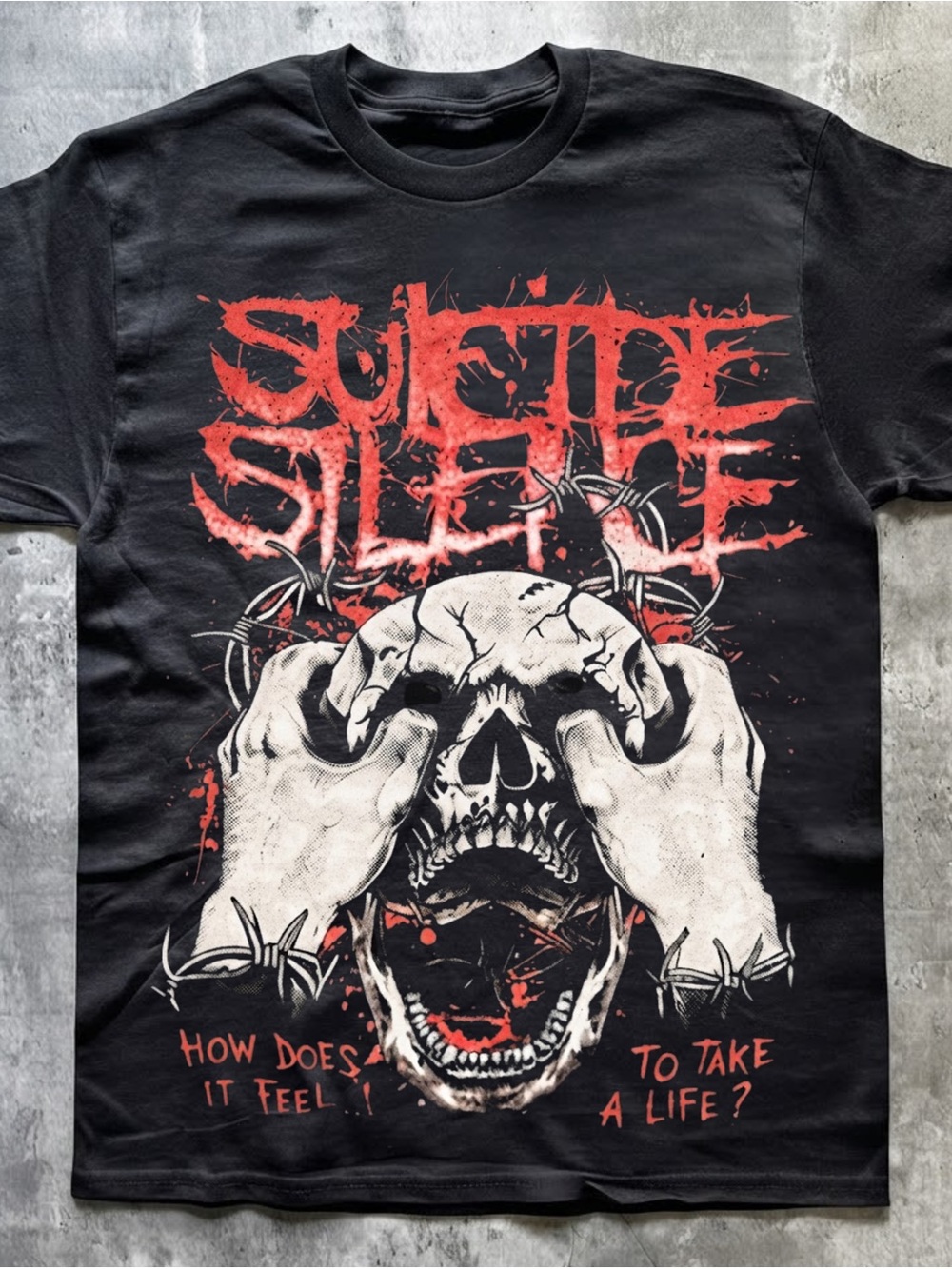Suicide silence band tee metalcore Skull Design